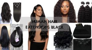 Human hair extensions black