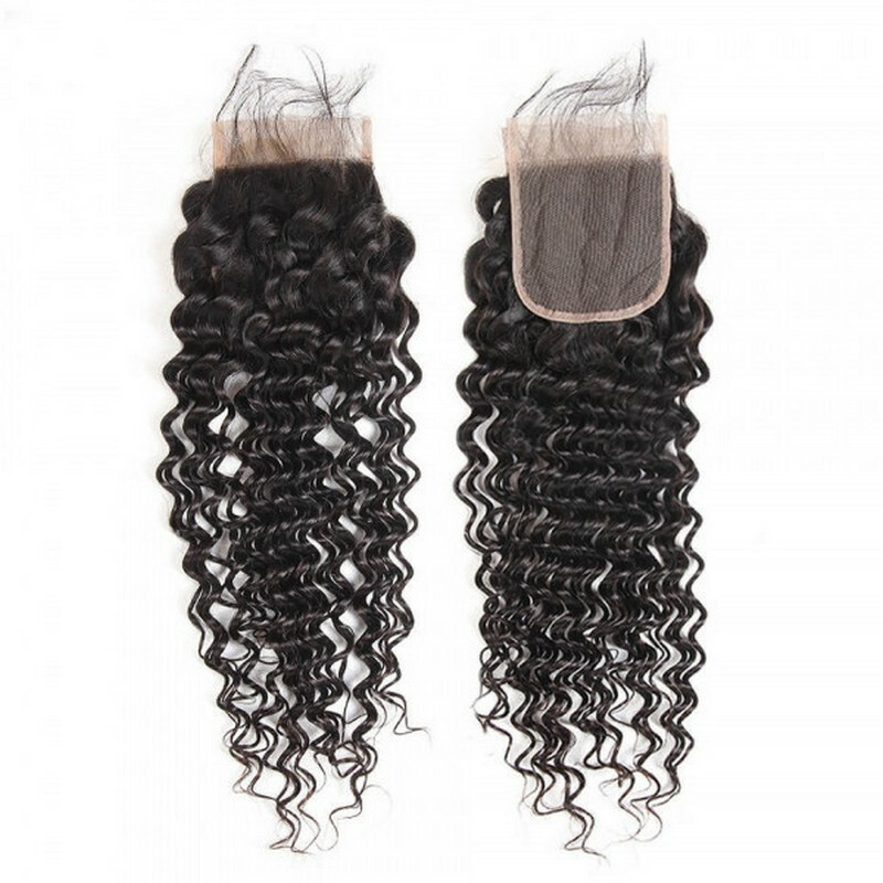 transparent lace deep wave natural color hair closure